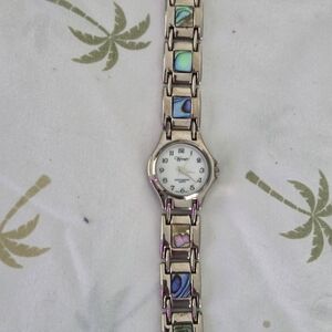 Women's Silver and Abalone Watch Wrangler Vintage Needs Battery